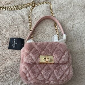 Kate Spade Blush Quilted Fur Mini Bag